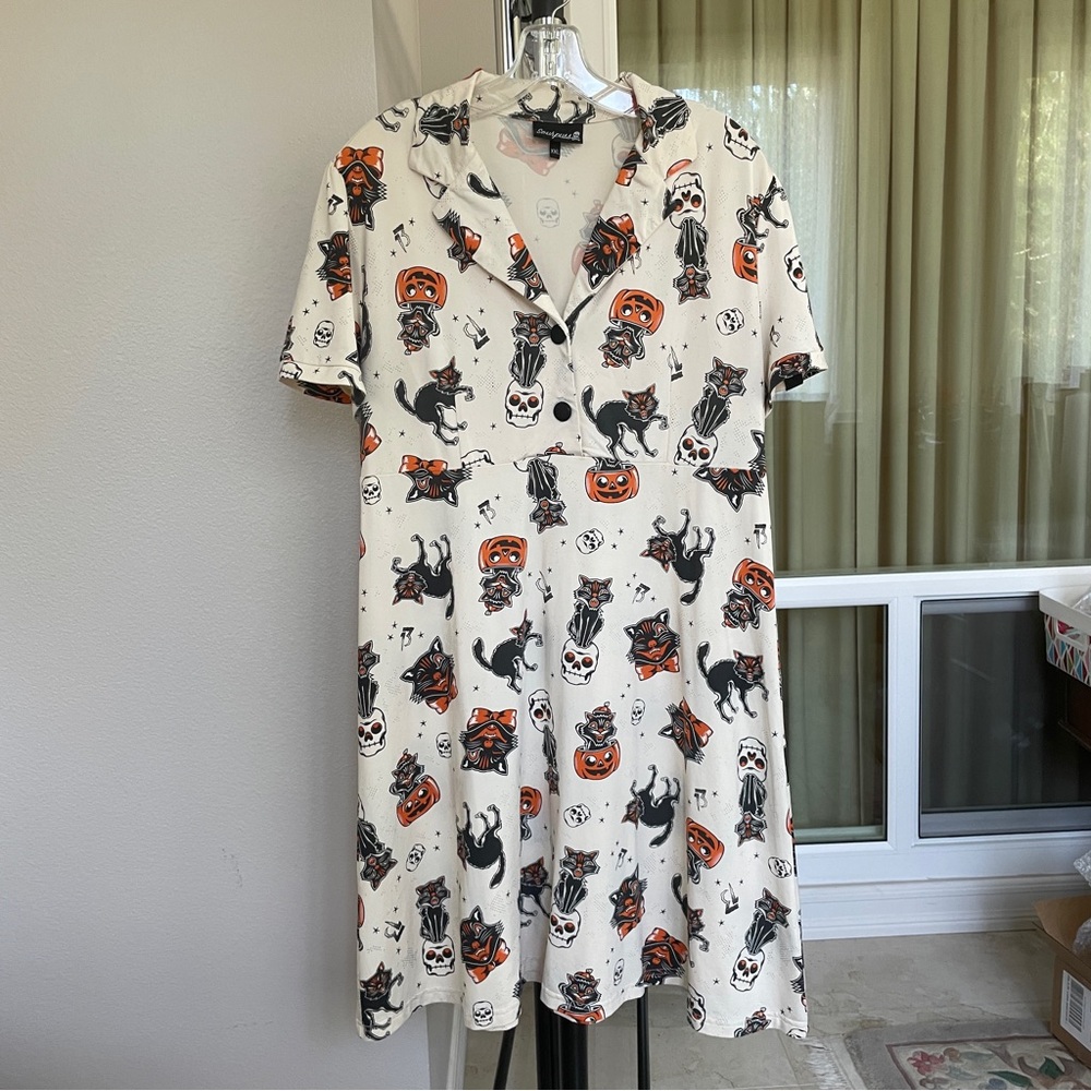 Sourpuss Halloween Black Cat dress